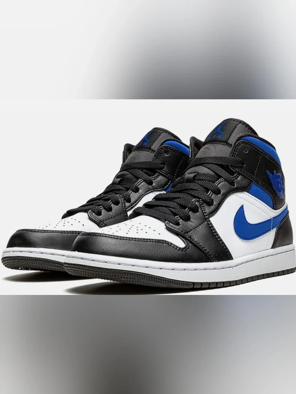 Nike Men's Air Jordan 1 Mid Black White Lace-Up Sneakers Size 8.5 Like New